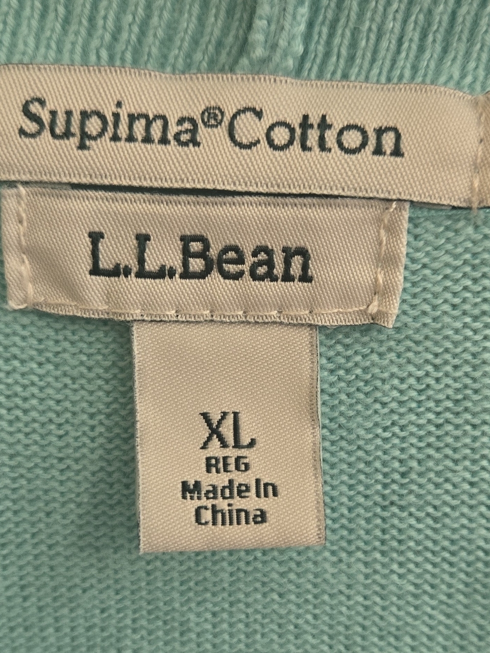 L.L. Bean 100% Supima Cotton Blue Open Front Cardigan Sweater XL Textured Knit - Picture 2 of 7